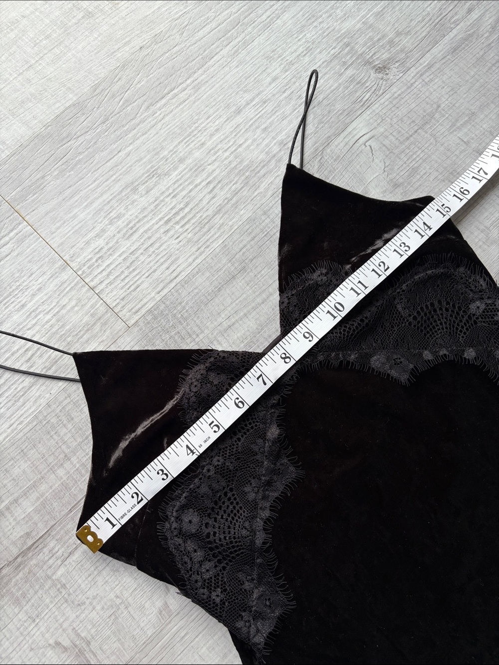 Topshop Black Crushed Velvet Lace-Trim Slip Dress, Size US6. - Picture 12 of 17